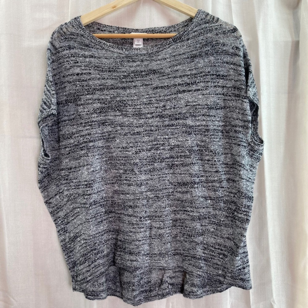 Pure Jill Womens XS‎ Petite Gray Knit Top Short Sleeve Linen Blend Casual